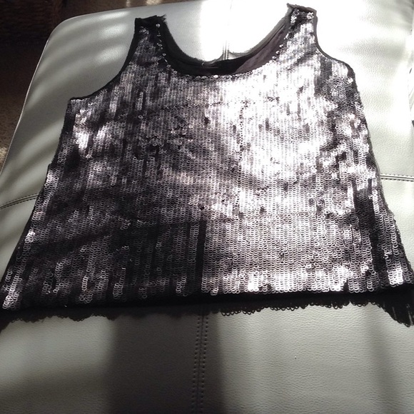 Tops - TAGLESS CALVIN K SEQUINED TAKK TOP LINED/RAW EDGE